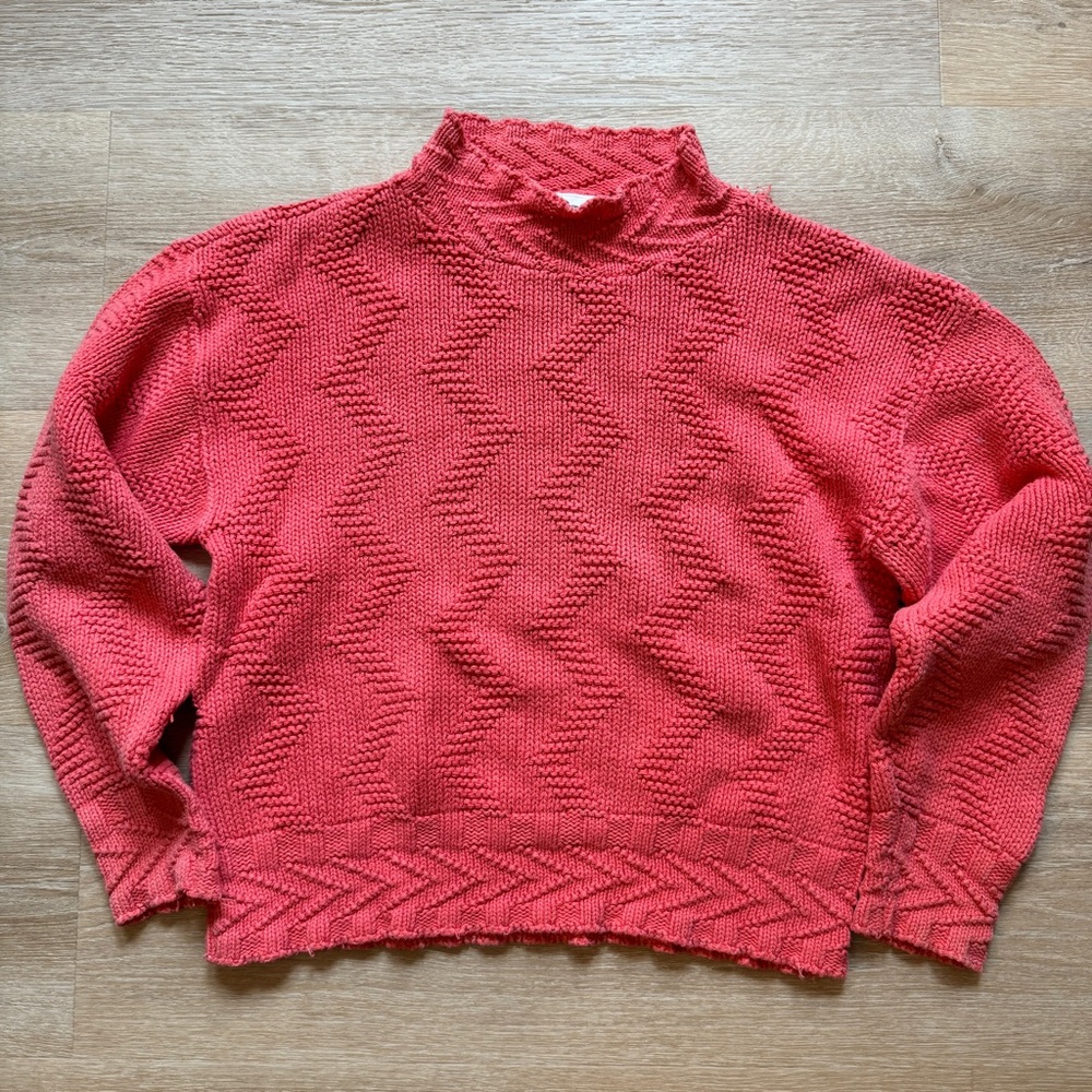 Courtney Rhodes Vintage Salmon Zigzag Turtleneck Sweater Women’s Size Medium